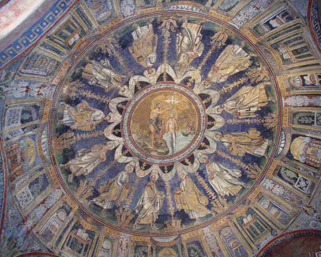 Мозаика купола в баптистерии Православных в Равенне