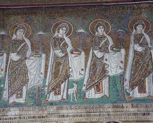 Мученицы. Мозаика базилики Сант-Аполлинаре Нуово в Равенне